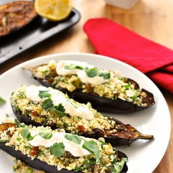 Middle Eastern Roasted Eggplant with Couscous