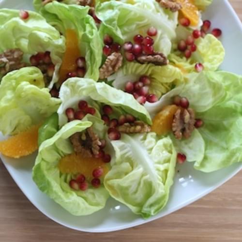 Butter Lettuce Salad with Pomegranate and Walnuts