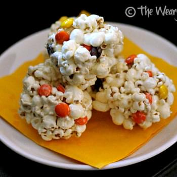 Fall Popcorn Balls with Reese's Pieces
