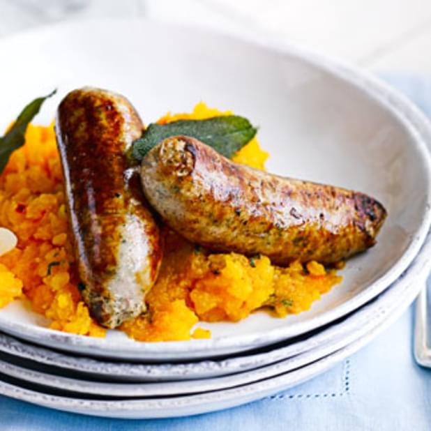 Italian Sausages With Sage, Chilli And Butternut Mash