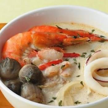 Mushroom Soup With Seafood
