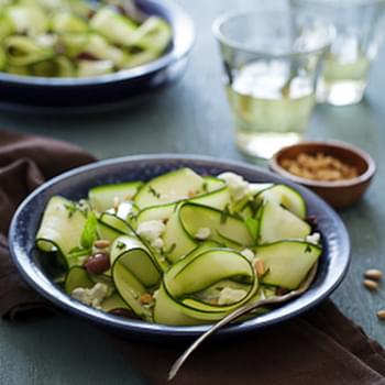 Raw Zucchini Ribbon Salad with Olives and Mint
