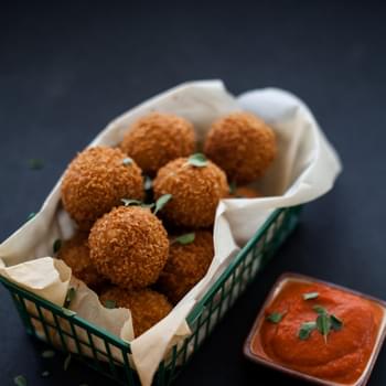 Potato Cheese Balls & Marjoram Tomato Dip