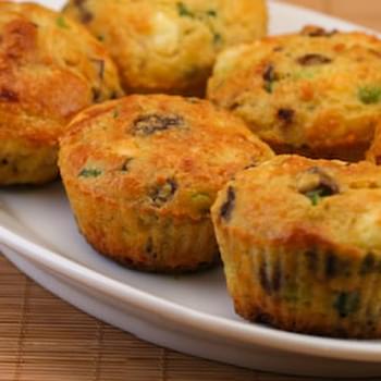 Cottage Cheese and Egg Breakfast Muffins with Mushrooms and Feta Cheese