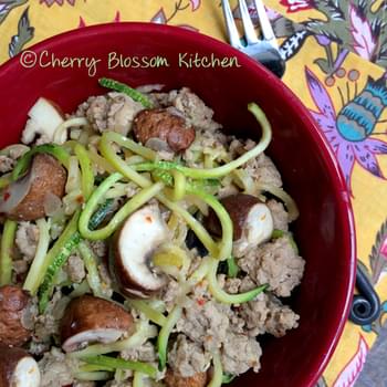 Dijon Zucchini Noodles with Ground Turkey and Mushrooms