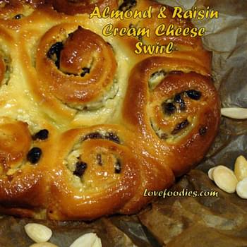 Almond & Raisin Cream Cheese Swirly Bread
