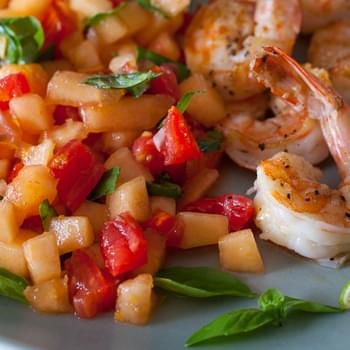 Grilled Shrimp with Cantaloupe-Lime Salsa
