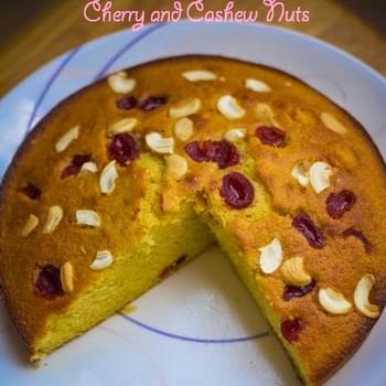 Basic Sponge Cake -With Cherries and Cashew Nuts