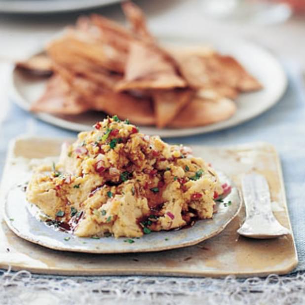 Chickpea And Pomegranate Dip With Pitta Crisps
