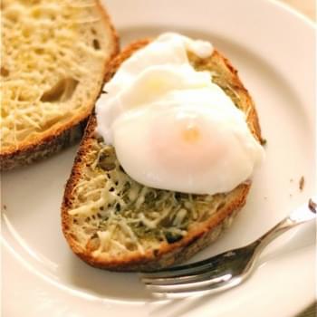 Pesto Cheese Toast with Poached Eggs