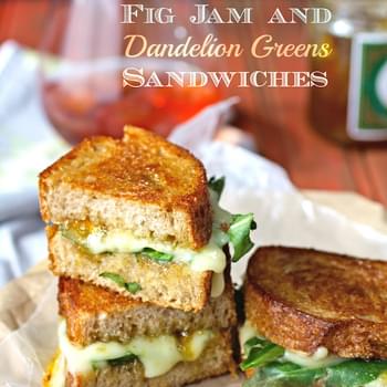 Grilled Brie, Fig Jam and Dandelion Greens Sandwiches