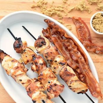 Brown Sugar Bacon Wrapped Chicken Skewers