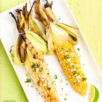Grilled Corn with Cotija, Cilantro and Lime