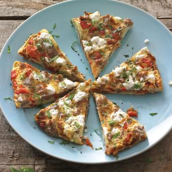 Roasted Red Pepper Frittata with Sausage and Feta