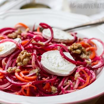 Raw Beetroot Salad With Walnut Dressing, Carrot & Goat’s Cheese
