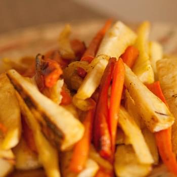 Roasted Parsnips and Carrots with a Honey Glaze