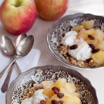 Pear and Apple Compote with Yogurt and Granola