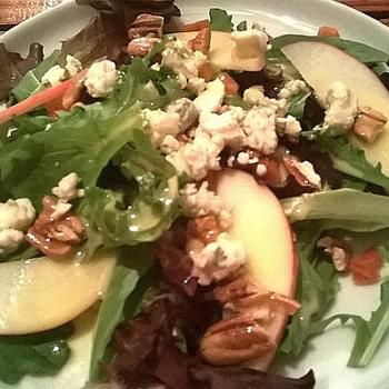 Apple, Apricot, Pecan Salad with Orange Vinaigrette and Gorgonzola crumbles
