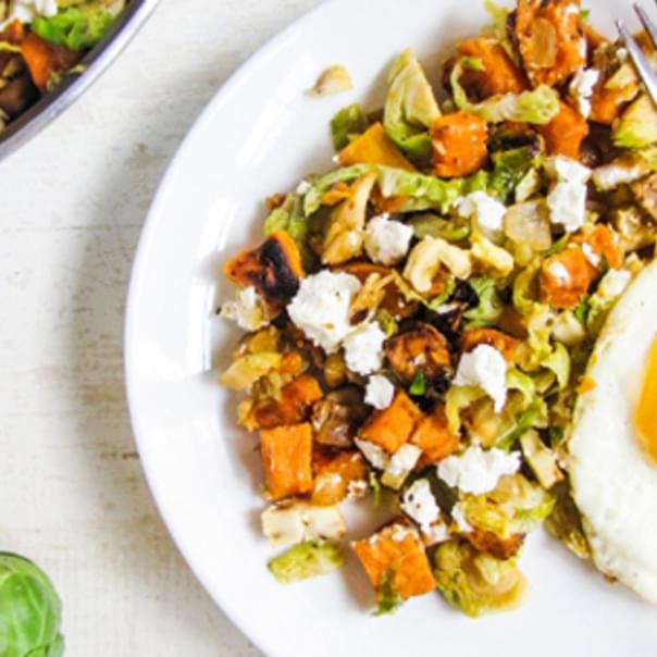 Brussels Sprout and Sweet Potato Hash