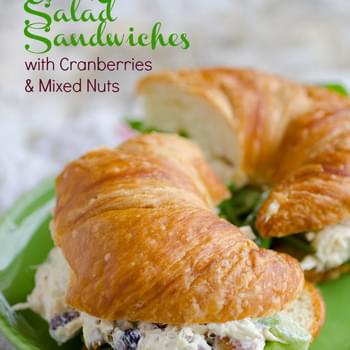 Chicken Salad Sandwiches with Cranberries and Mixed Nuts