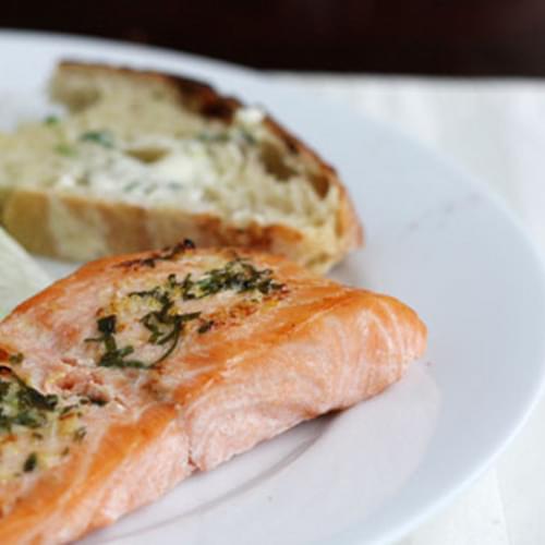 Salmon with Basil-Lemon-Garlic Butter