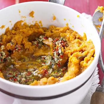 Sweet Potato Mash With Chilli, Ginger And Garlic Butter