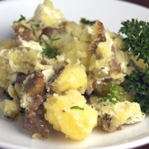 Smashed Potatoes w/ Goat’s Cheese & Parsley