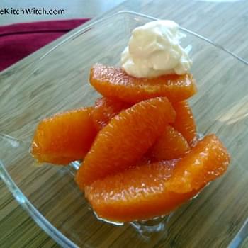 Oranges in Cardamom Syrup with Honey Whipped Cream