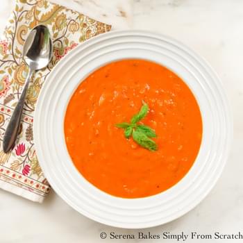 Creamy Roasted Tomato Basil Soup With Orzo