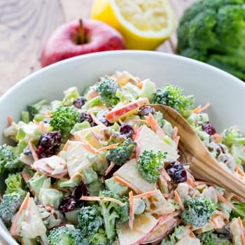 Fresh Broccoli and Apple Salad with Walnuts
