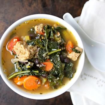 Kale, Quinoa and Black Bean Soup with Italian Sausage