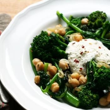 Spicy Broccoli Rabe with Chickpeas and Ricotta Cheese