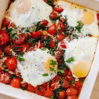 Erin's Baked Eggs on a Bed of Roasted Cherry Tomatoes