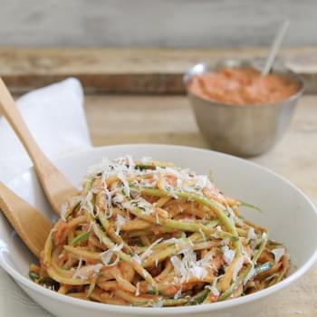 Zucchini Noodles With Creamy Roasted Tomato Basil Sauce