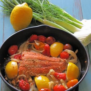Skillet Roasted Salmon, Fennel and Tomatoes