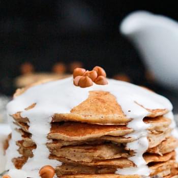 Butterscotch S'more Pancakes with Marshmallow Syrup