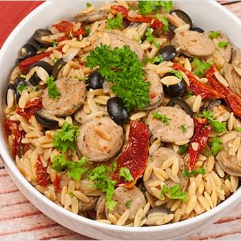Toasted Orzo with Sausage and Sun-Dried Tomatoes