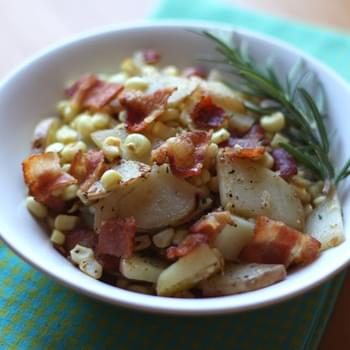 Corn and Red Potato Skillet with Bacon and Fresh Rosemary