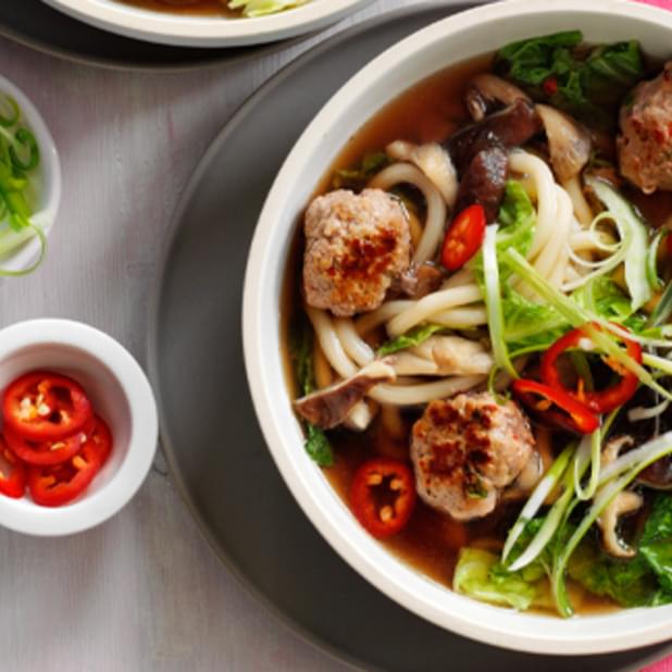 Spicy Pork Meatball And Noodle Soup
