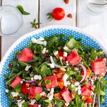 Summer Arugula Salad with Watermelon, Feta & Buckwheat