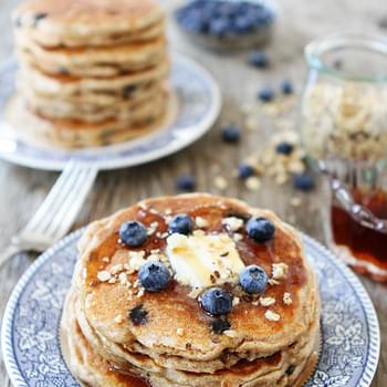 Whole Wheat Blueberry Granola Pancakes
