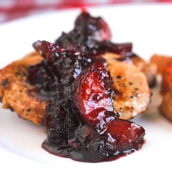 Blueberry Plum Chutney on Pan Seared Pork Chops