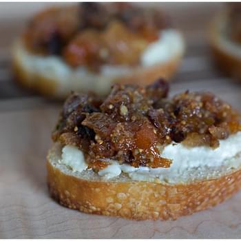 Apricot and Fig Tapenade on Goat Cheese Crostini