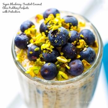 Super Blueberry Toasted Coconut Island Parfaits with Pistachios