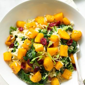 Rice with Roasted Butternut Squash and Dried Cranberries