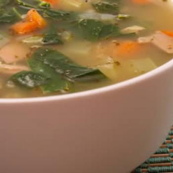 Chicken Soup with Collard Greens, Carrots, and Brown Rice