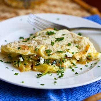 Zucchini, Onion and Feta Cheese Omelet
