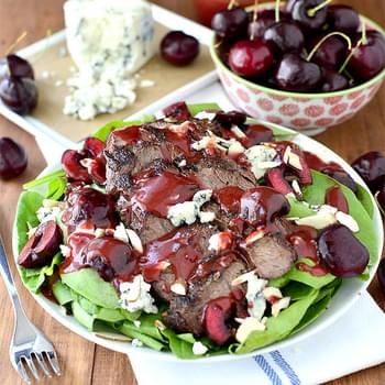 Cherry Almond Blue Steak Salad with Cherry-Balsamic Vinaigrette