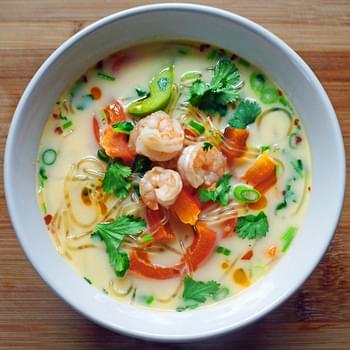 Coconut Soup with Kelp Noodles & Shrimp