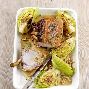 Roast Rack Of Pork With Braised Cabbage